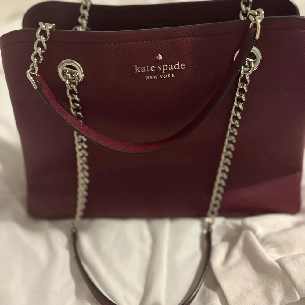 Kate Spade Burgundy Leather Chain-Handle Shoulder Bag